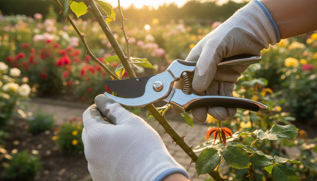 Gros plan sur poignées ergonomiques de différents outils de jardinage