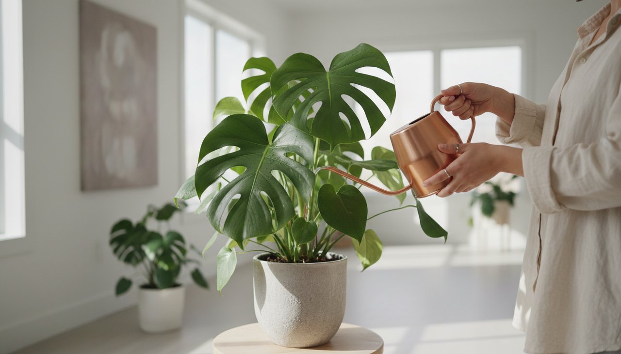 Gros plan sur feuilles de différentes plantes d'intérieur avec gouttes de rosée