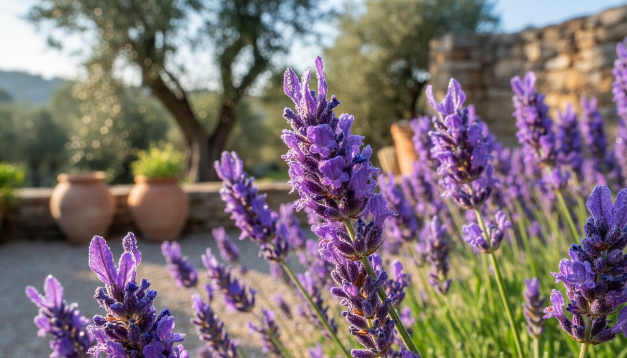Gros plan sur les magnifiques fleurs de lavande violette en pleine floraison
