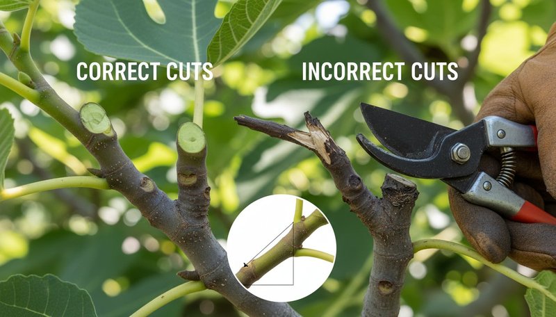 Détails des techniques de taille du figuier en gros plan